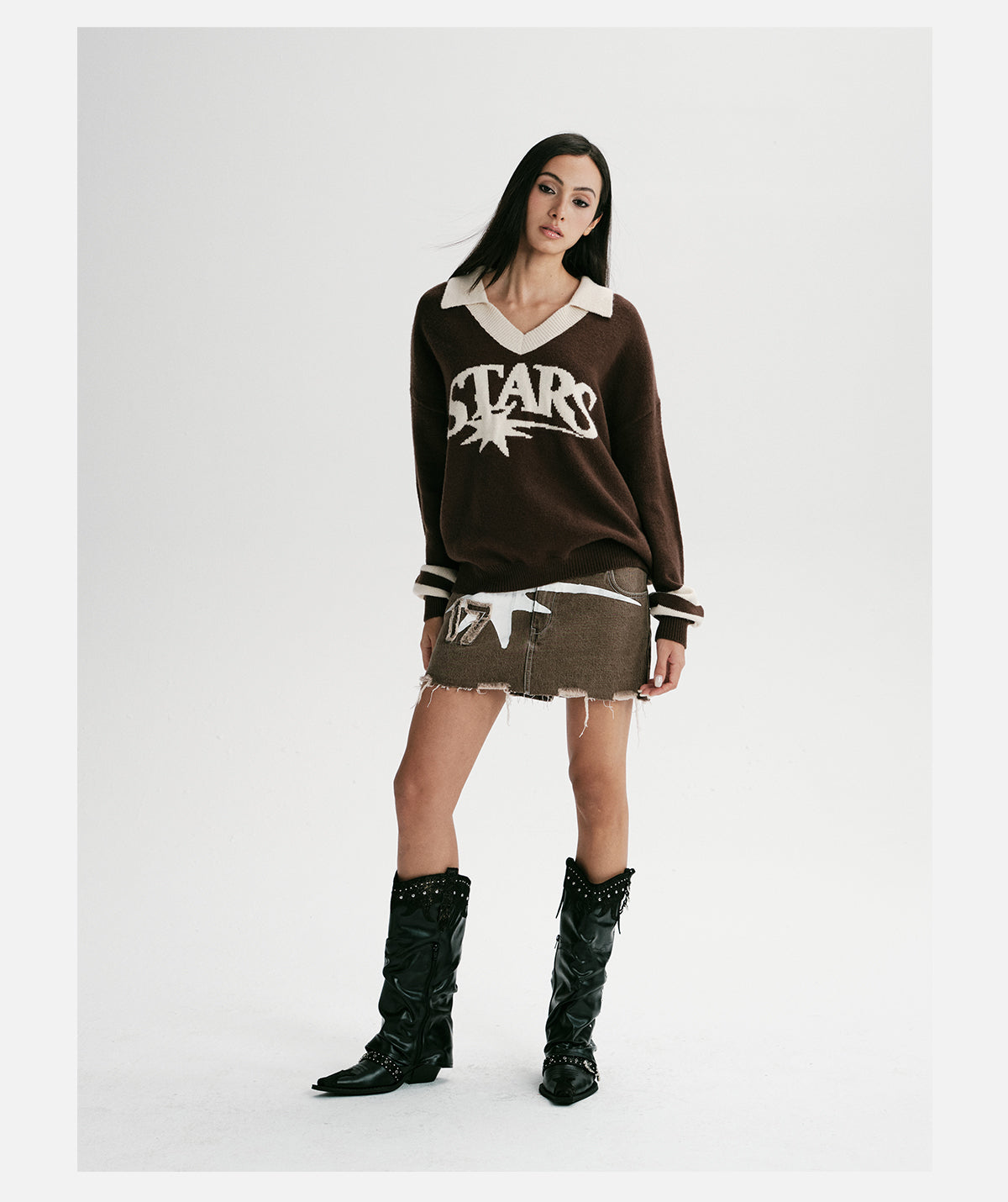 Src V-neck Sweater Brown