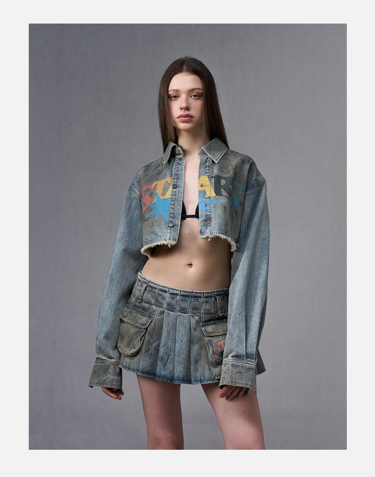 Blue Cropped Denim Jacket