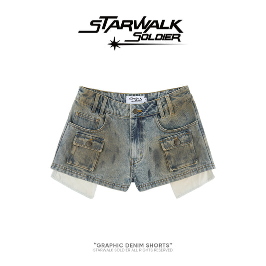 Graphic Denim Shorts