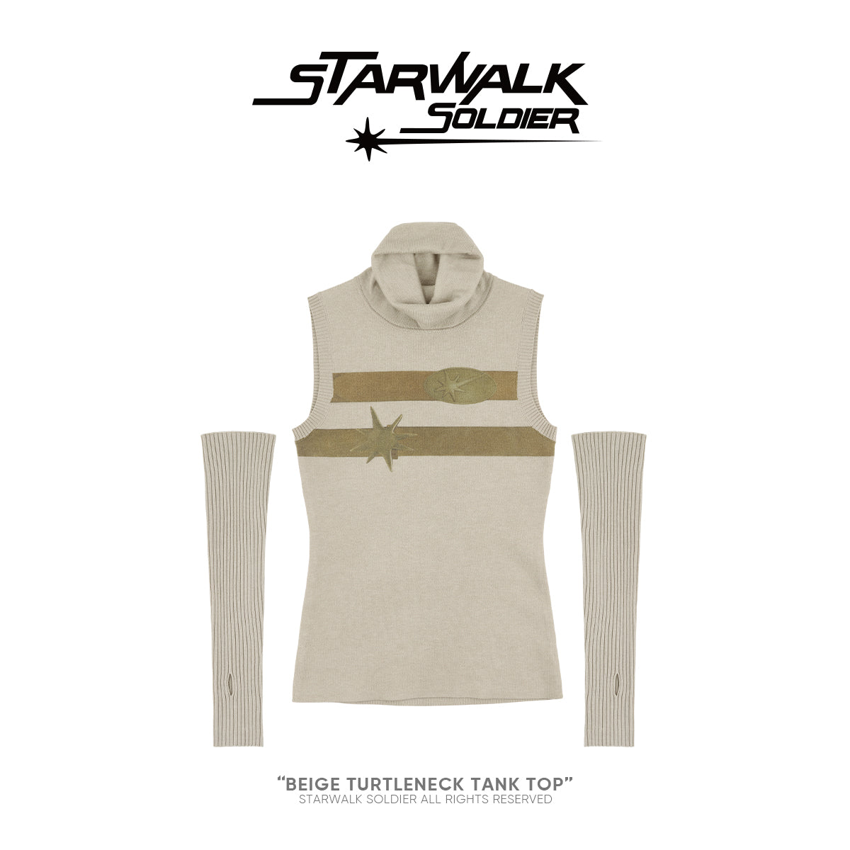 Beige Turtleneck Tank Top