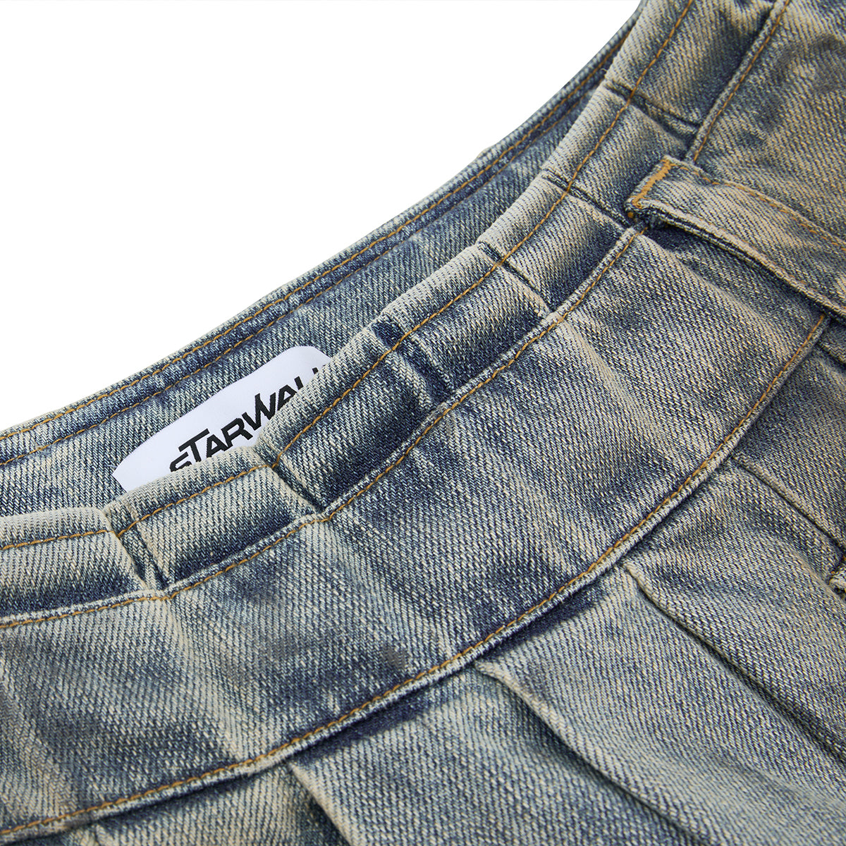 Denim Pleated Miniskirt